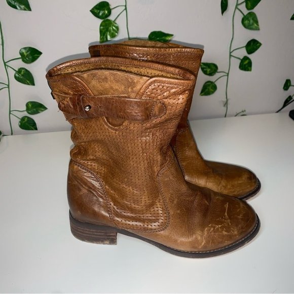 Rudsak Vintage Soft Leather Boots Combat Booties Brown  Tan Size 37 EU - Picture 4 of 10